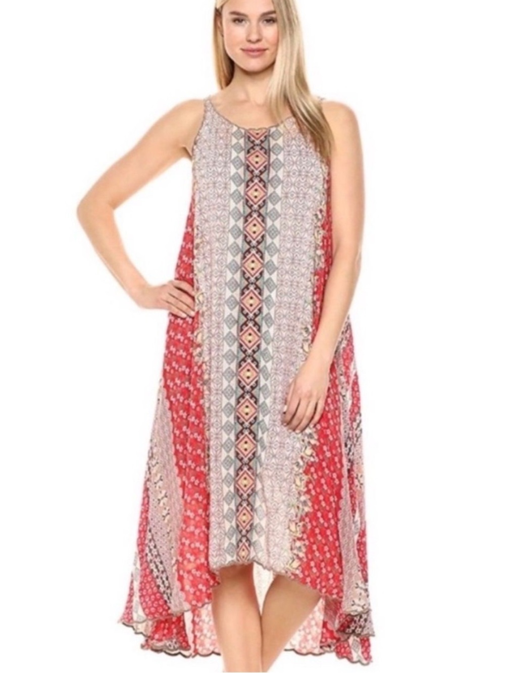 Johnny Was Hazel Georgette Handkerchief Hem Dress XS/S Blend MSRP $365 NWOT